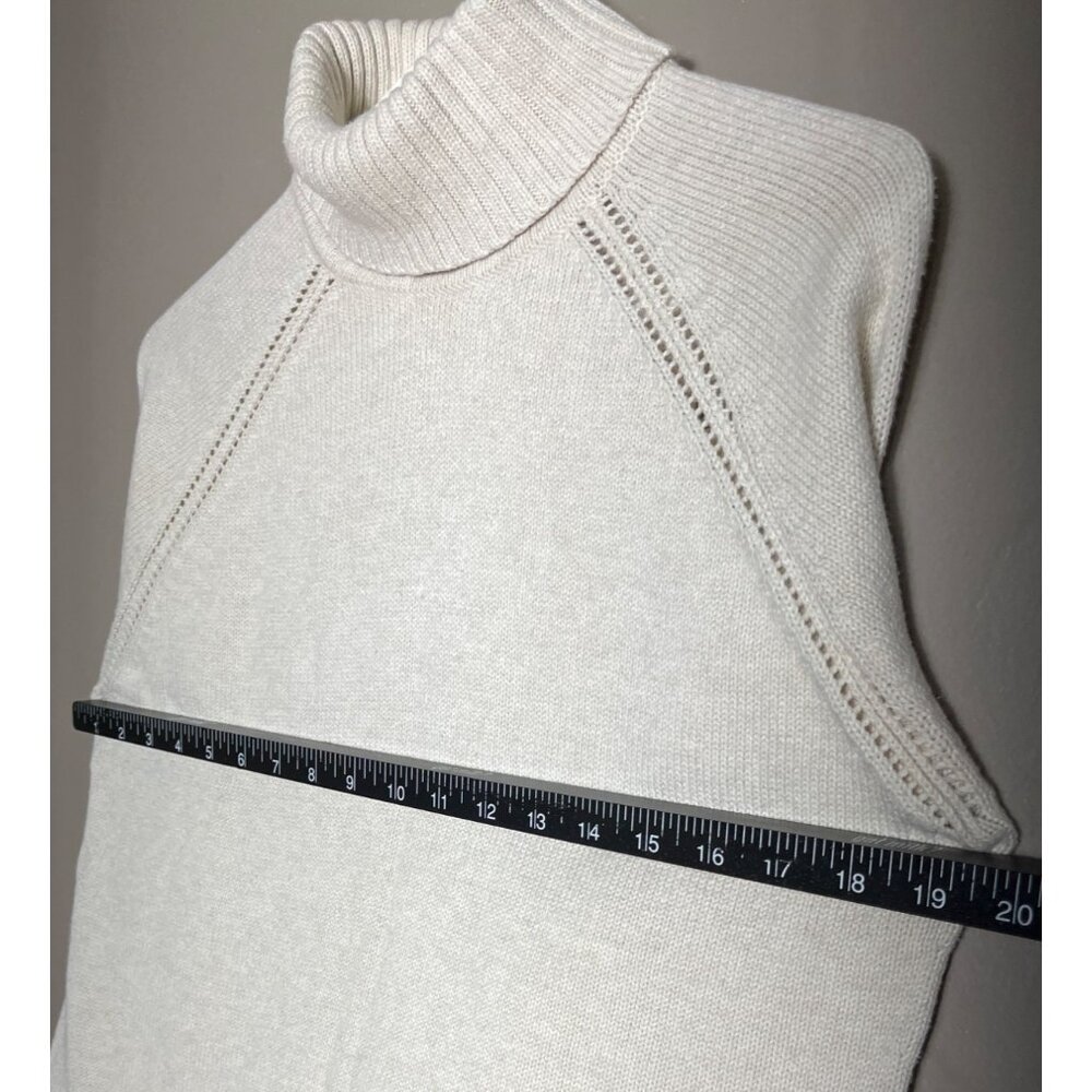 Jeanne Pierre Sweater Vtg Ecru Cotton Turtleneck Preppy Classic Cozy Womens M - Picture 7 of 8